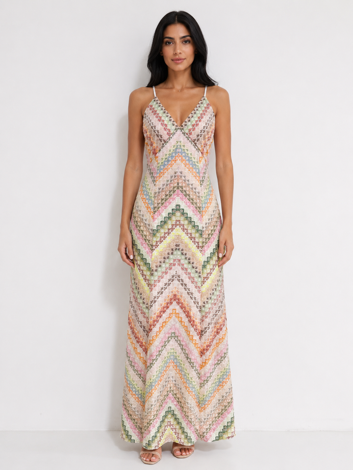 Chevron Print Maxi Dress - Breeze