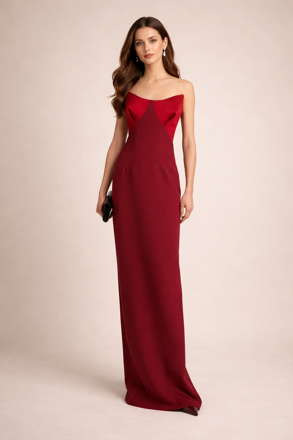 strapless column dress with sculpted satin bust – RUBELLA