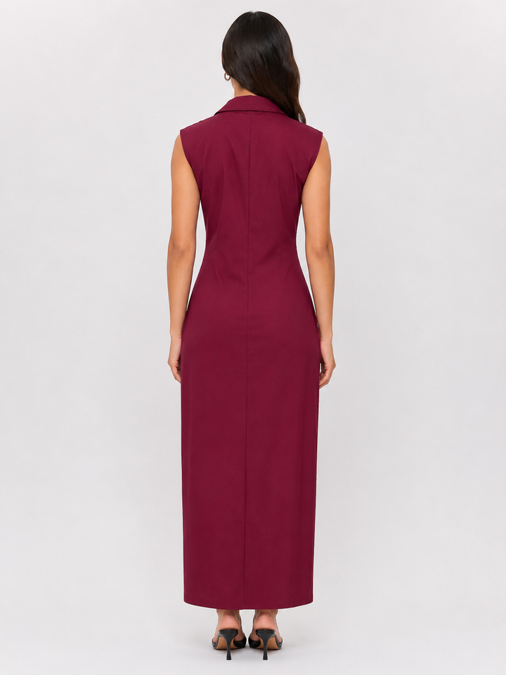 Elegant Contrast Trim Midi Dress - Modern