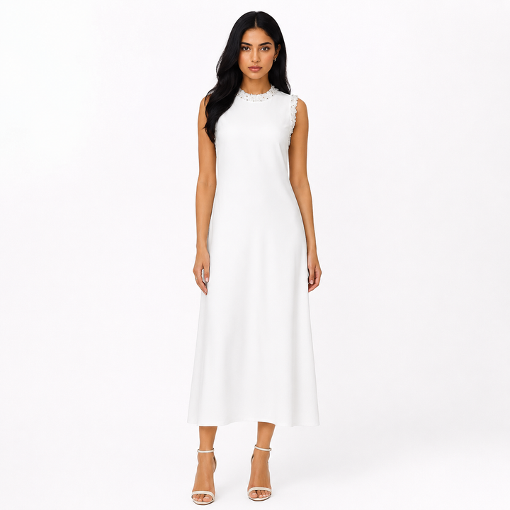 Embellished Sleeveless Maxi Dress - Sky