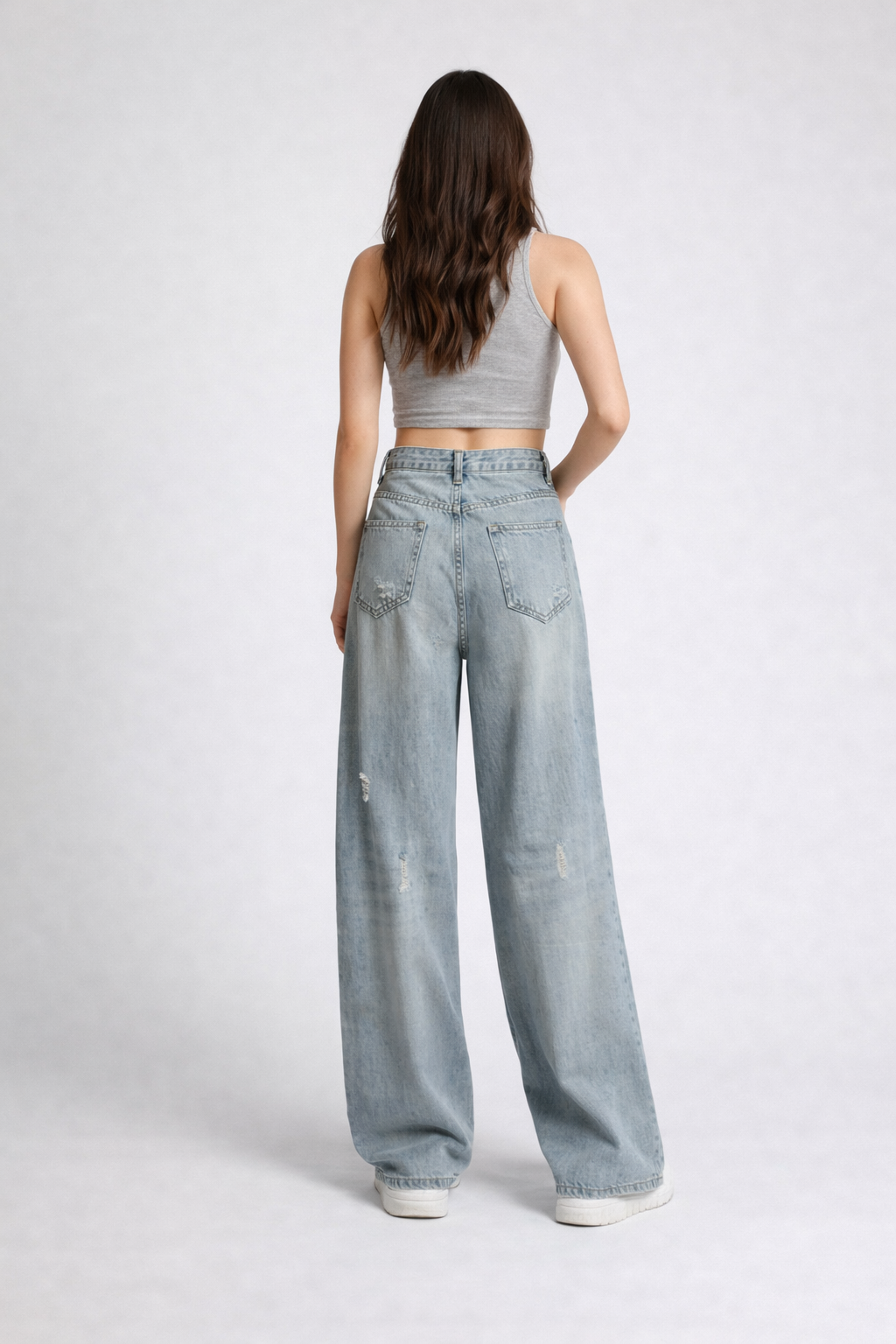 high-waisted wide leg distressed denim jeans – NOVA