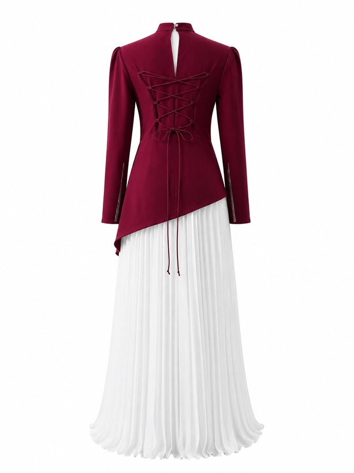 Pleated Chiffon Maxi Dress Set - Sky
