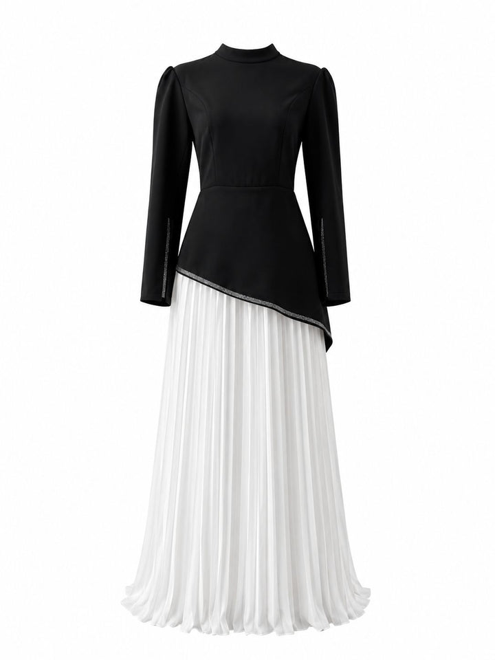 Pleated Chiffon Maxi Dress Set - Sky
