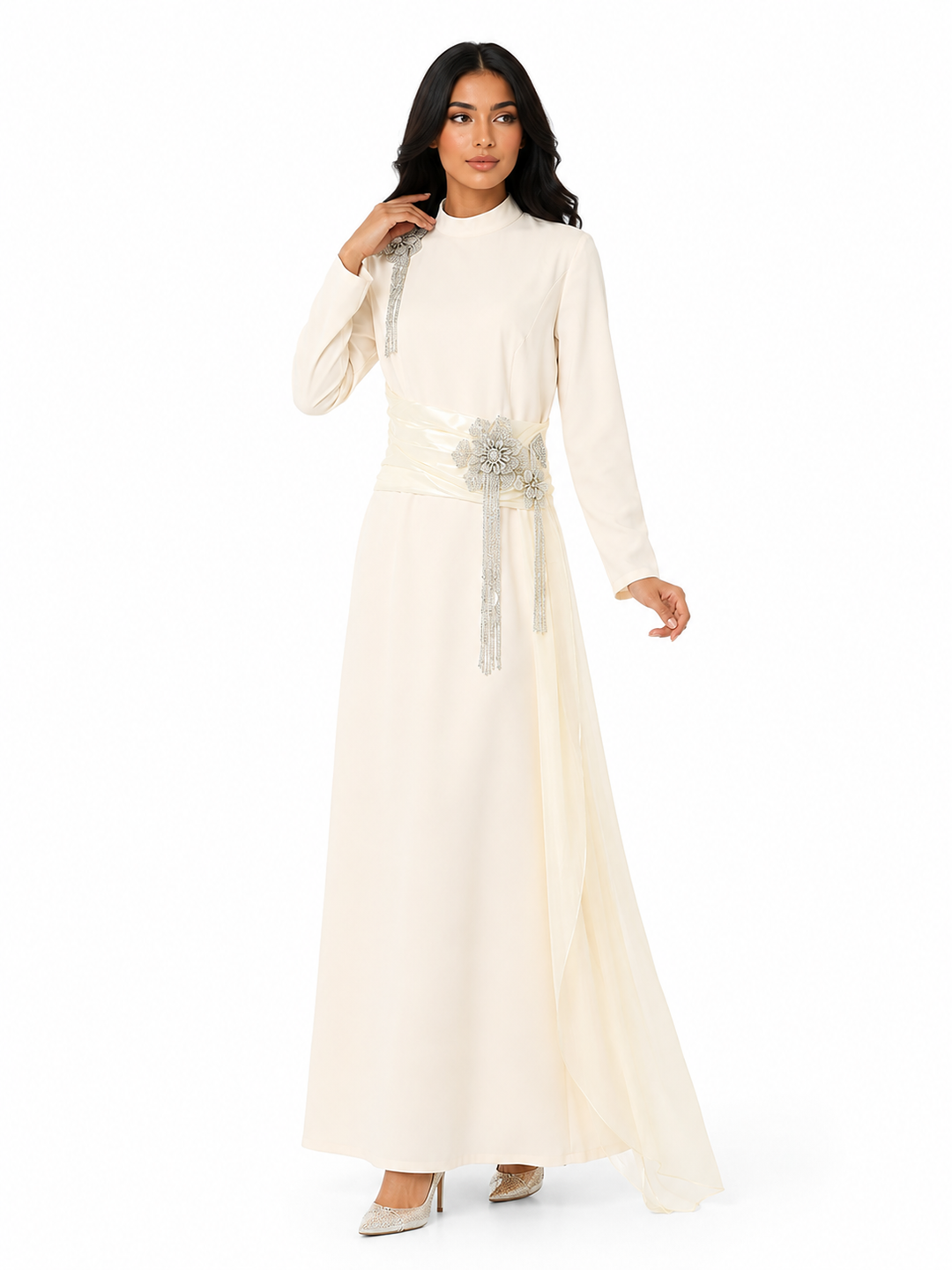Embellished Sash Maxi Dress - Midnight