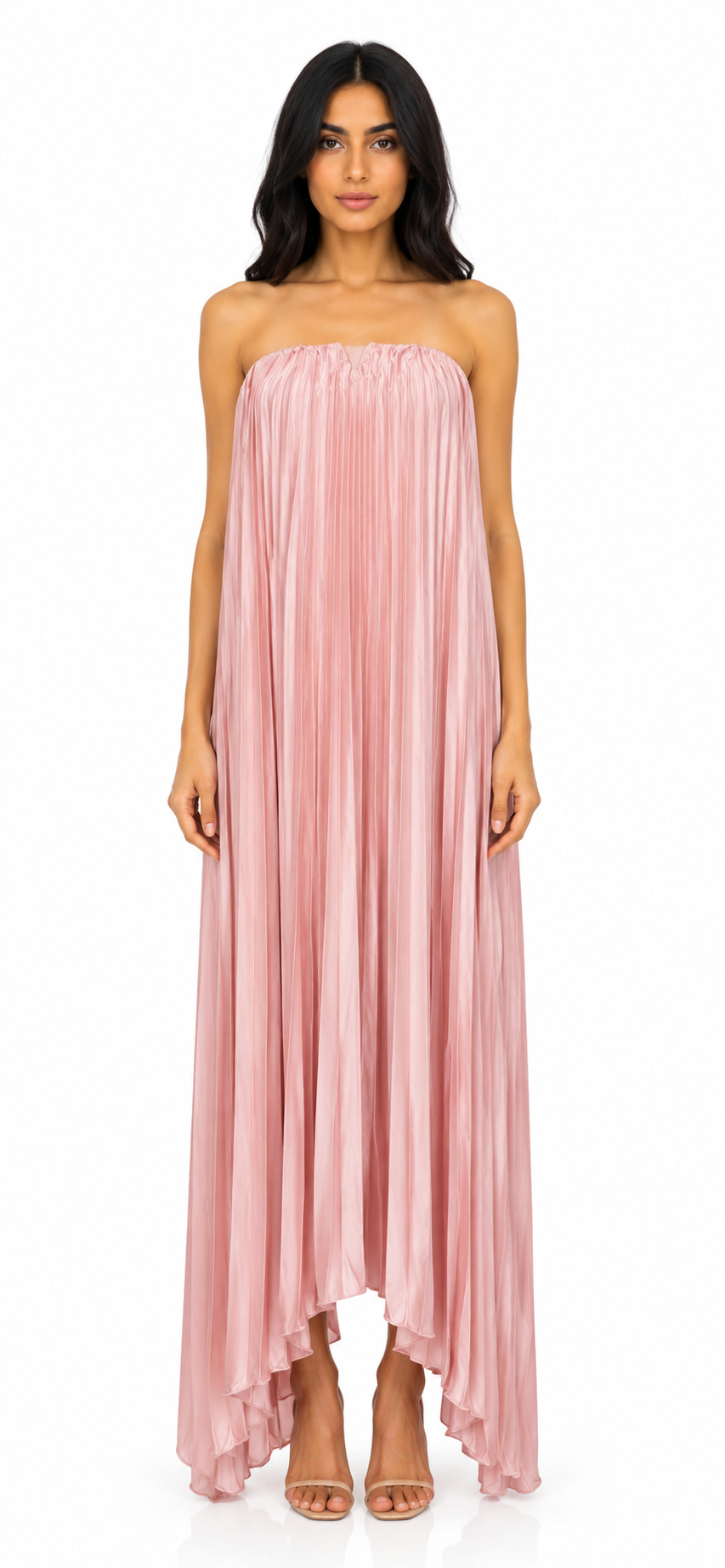 Pleated Satin Maxi Dress - Grace