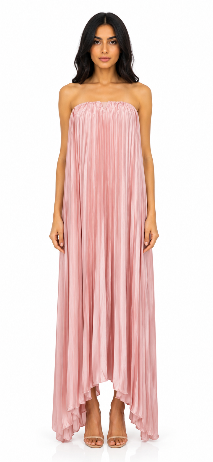 Pleated Satin Maxi Dress - Grace