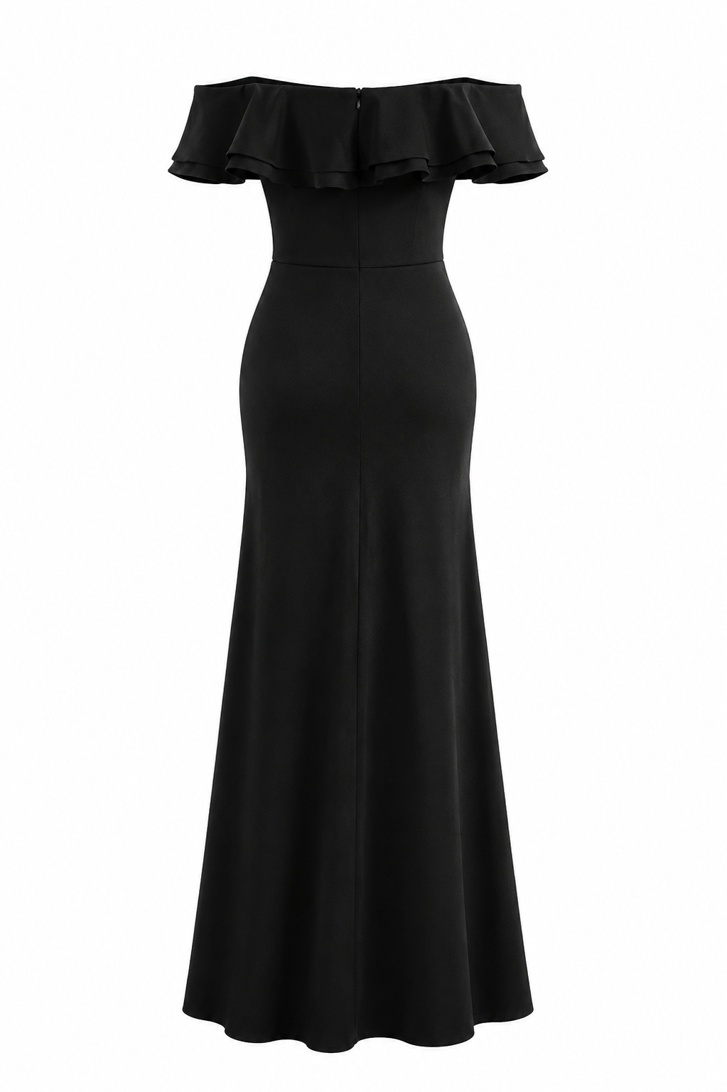 Off-Shoulder Ruffle Mermaid Gown - Midnightw