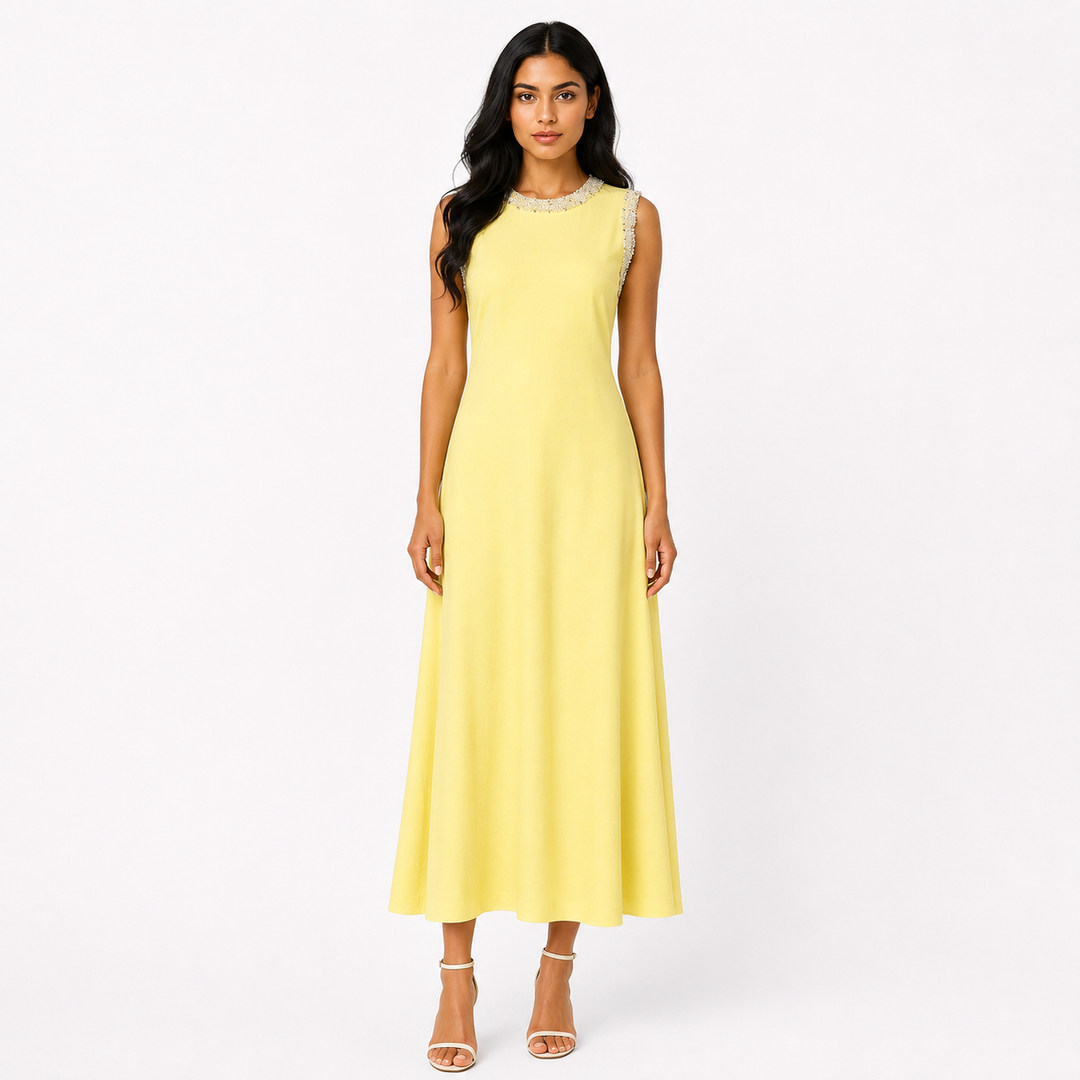 Embellished Sleeveless Maxi Dress - Sky
