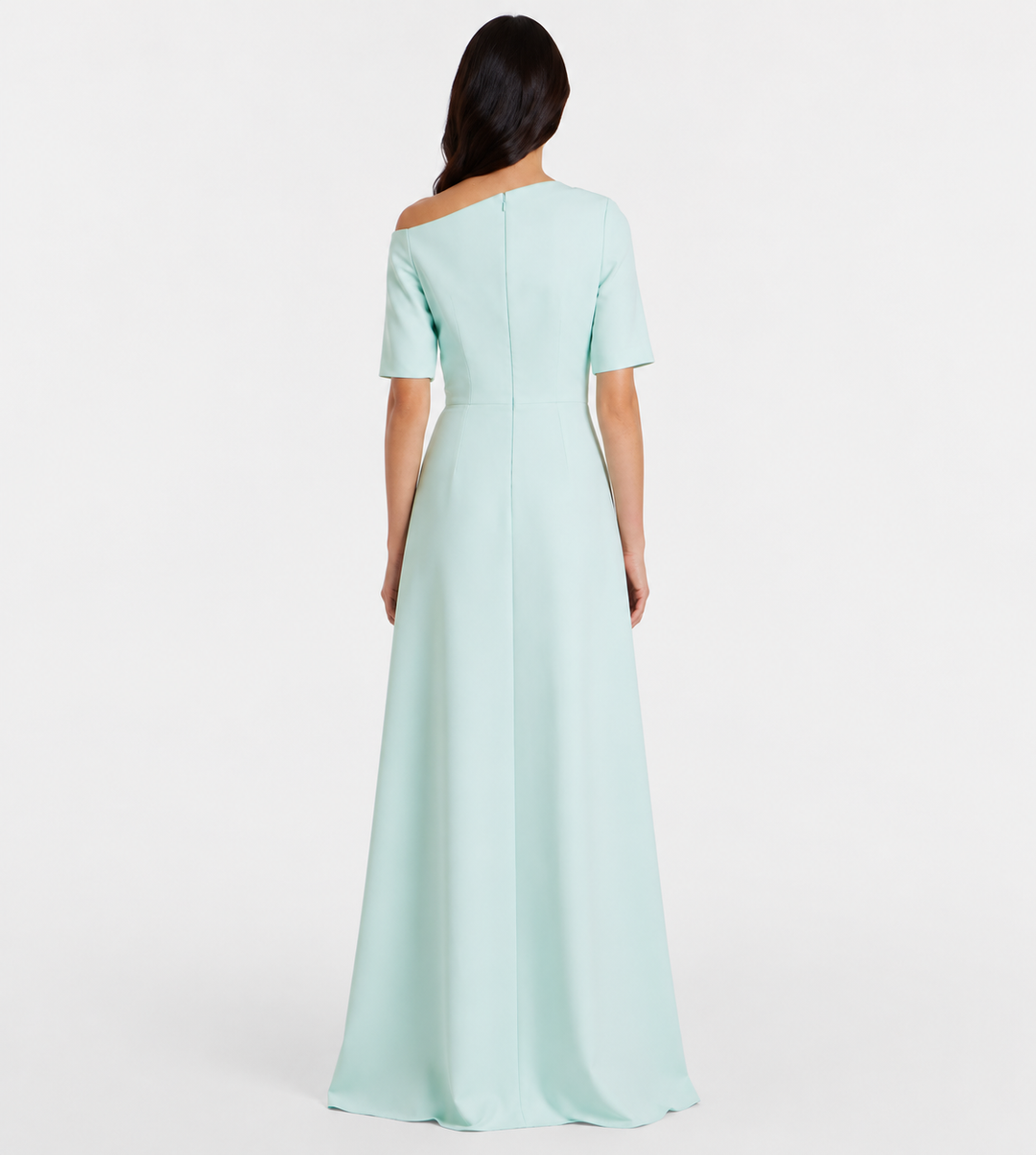Mint Green Asymmetric Neck Maxi Dress - Celeste