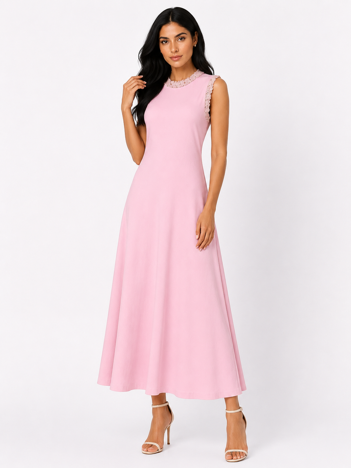 Embellished Sleeveless Maxi Dress - Sky
