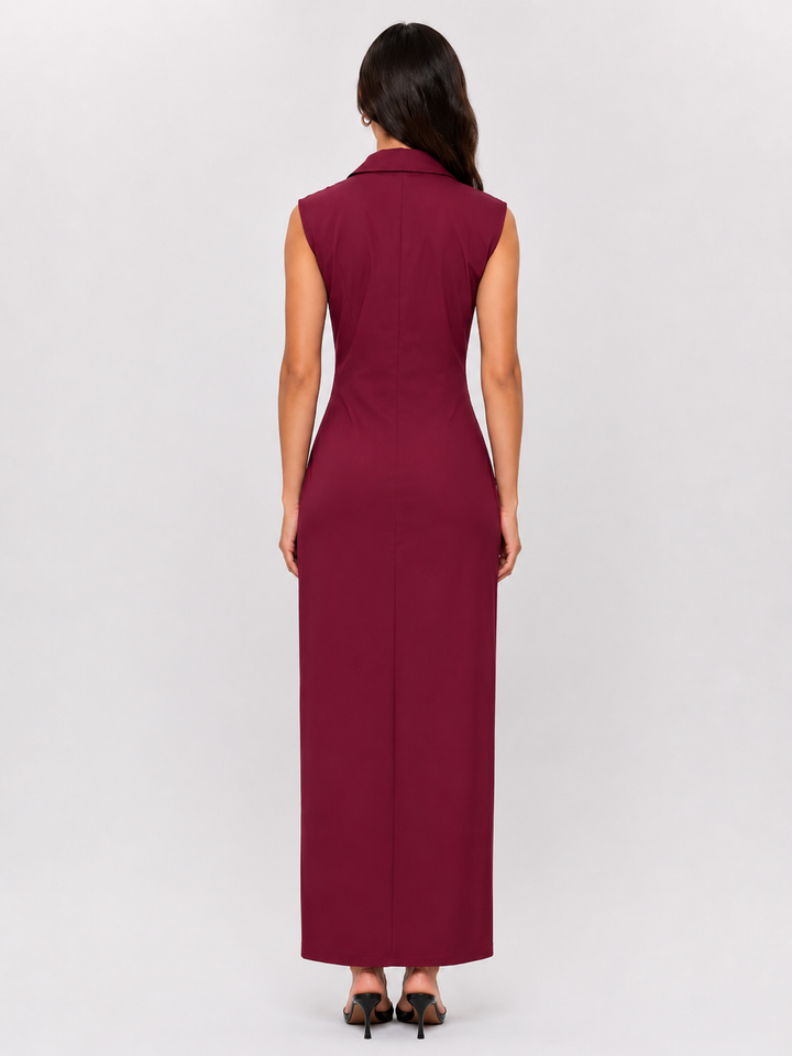 Elegant Contrast Trim Midi Dress - Modern