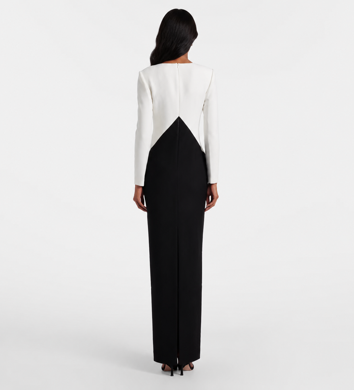 Black & White Rose Detail Evening Gown - Monique