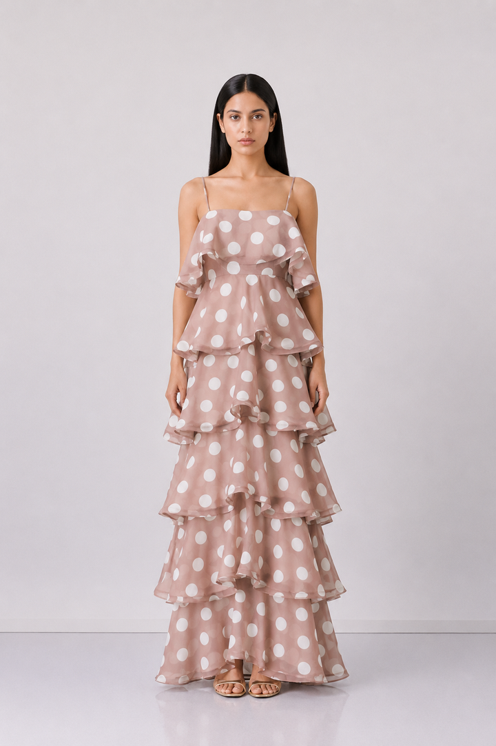 Polka Dot Tiered Maxi Dress - Charm