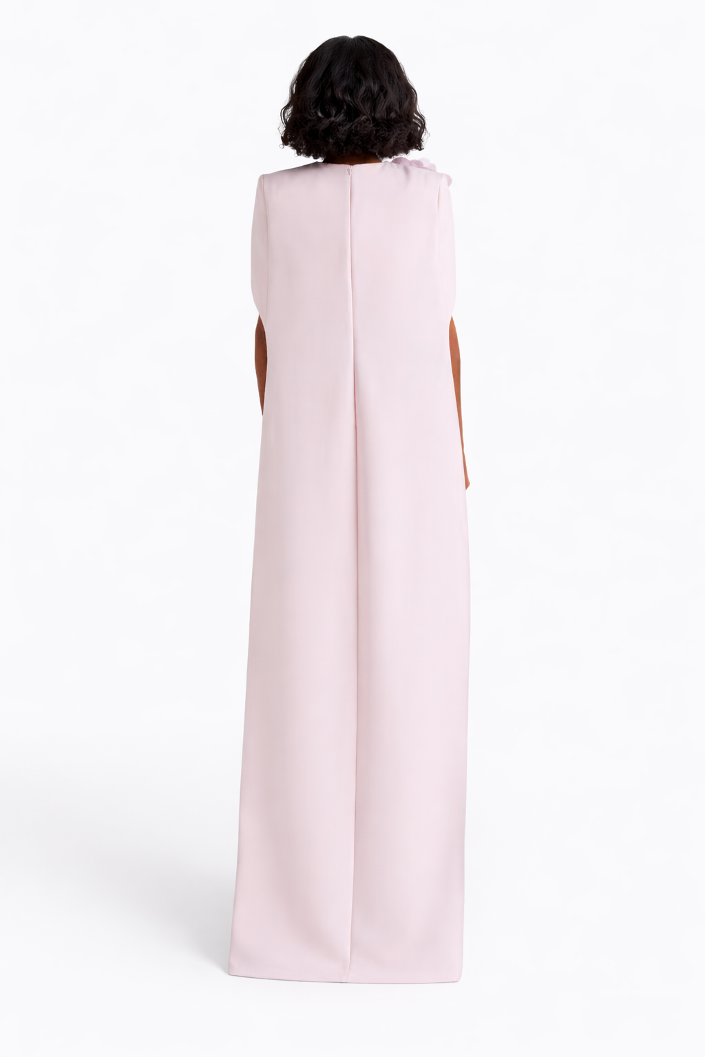 cape column dress with floral shoulder appliqué – CELESTIA