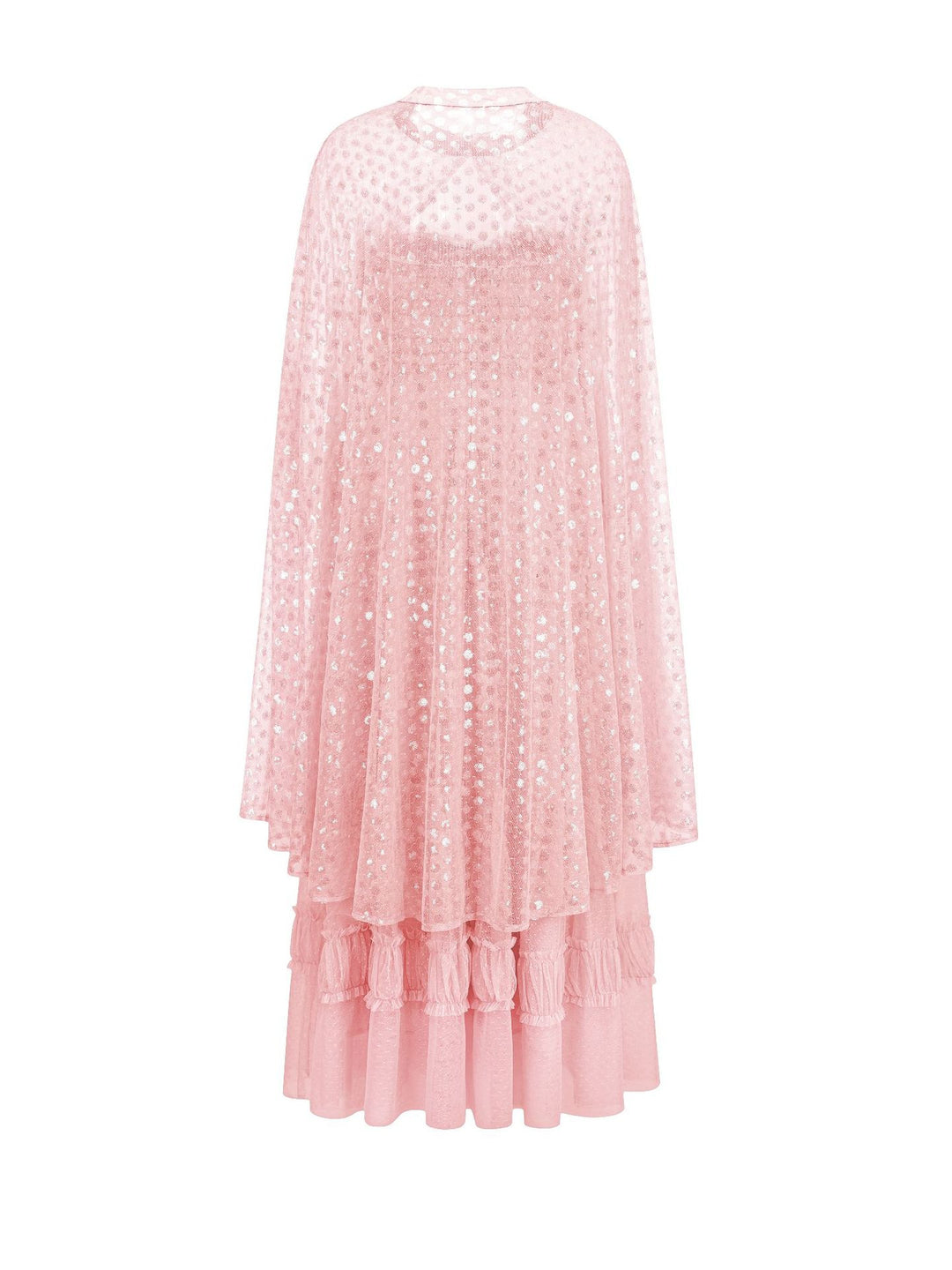 layered tulle maxi dress with sheer cape overlay – AZURE