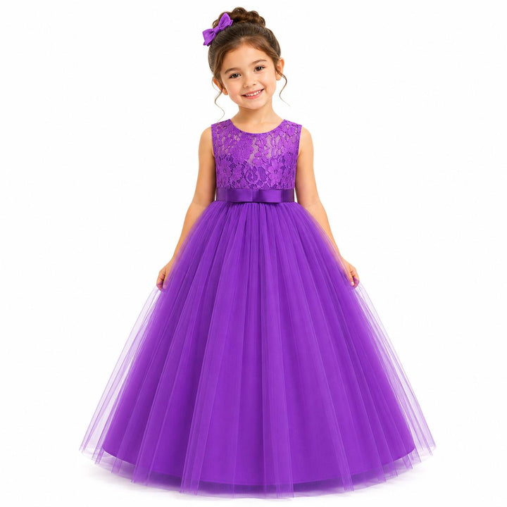 Elegant Lace Princess Dress - Girls