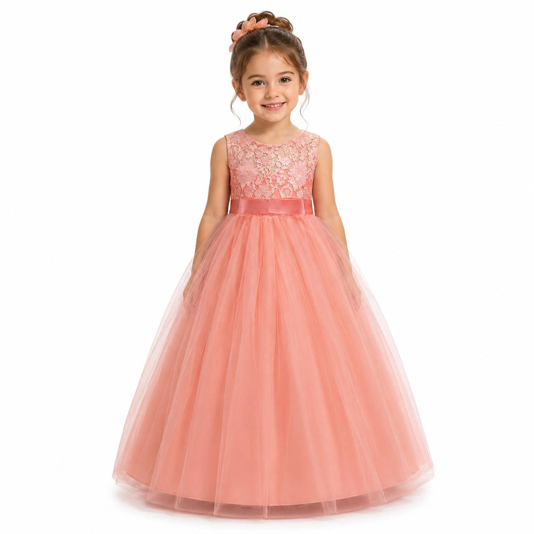 Elegant Lace Princess Dress - Girls
