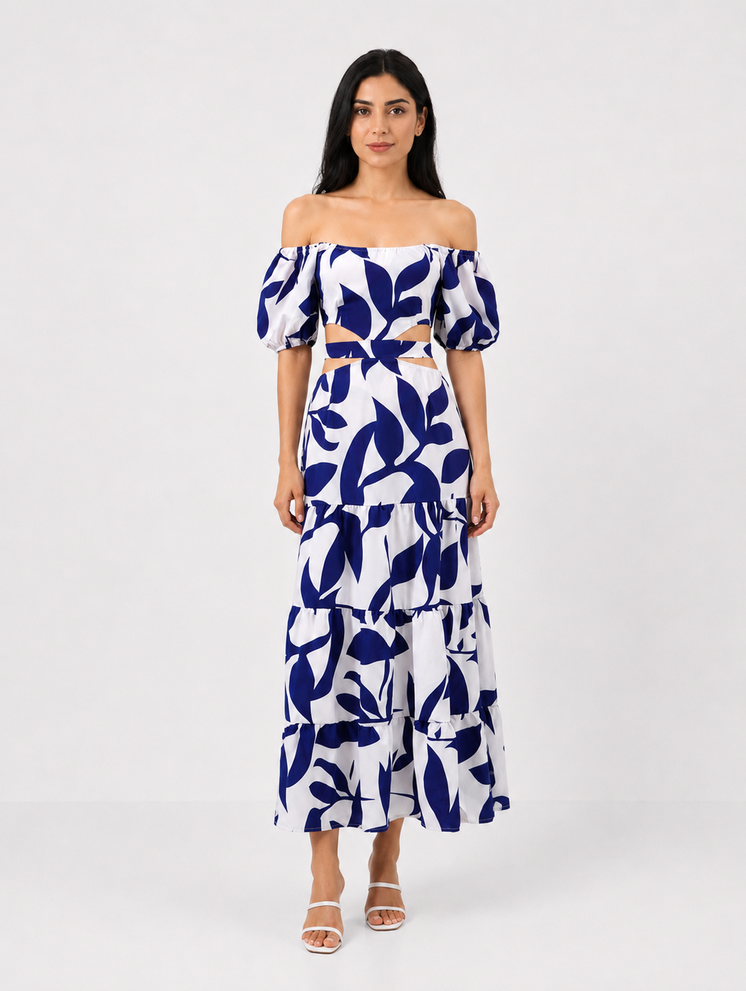 Off-Shoulder Printed Maxi Dress - Riviera
