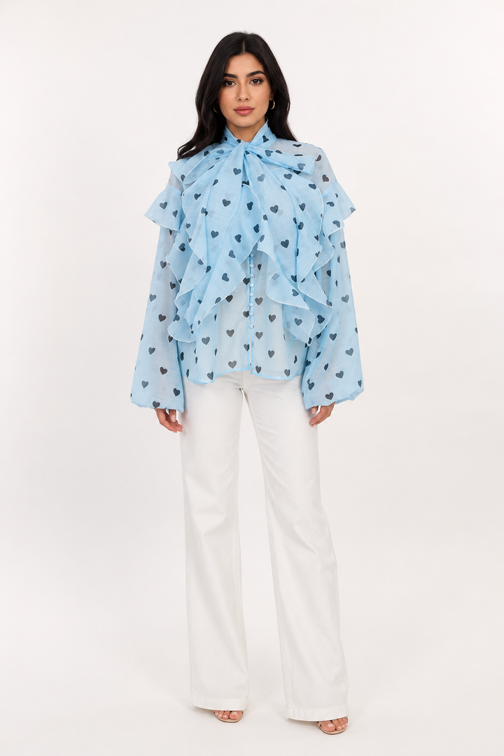Sky Heart Ruffle Blouse - Charm