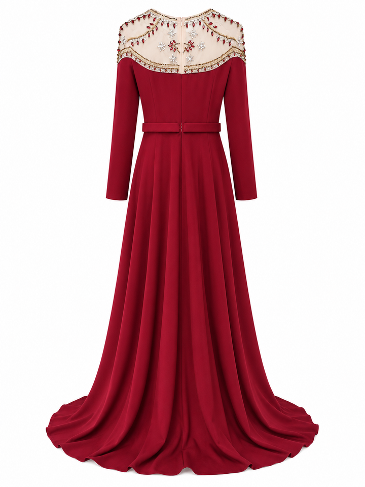 Ruby Regal Embellished Evening Gown - Majesty