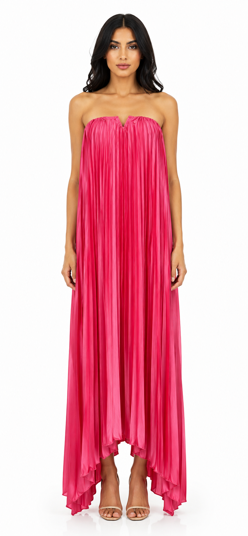 Pleated Satin Maxi Dress - Grace