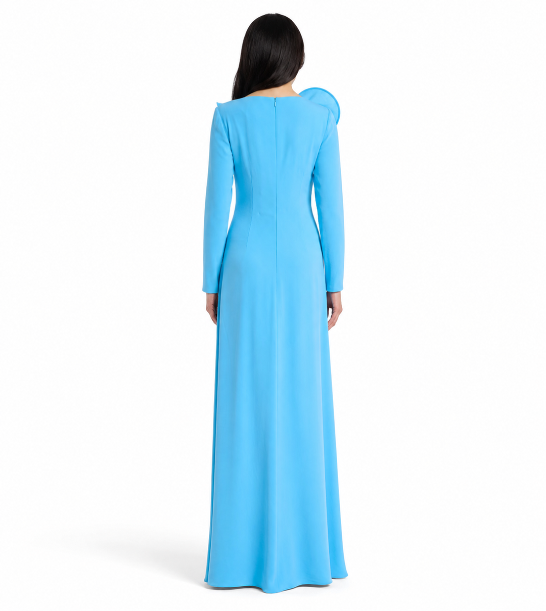 Sky Blue Rosette Shoulder Gown - Azure