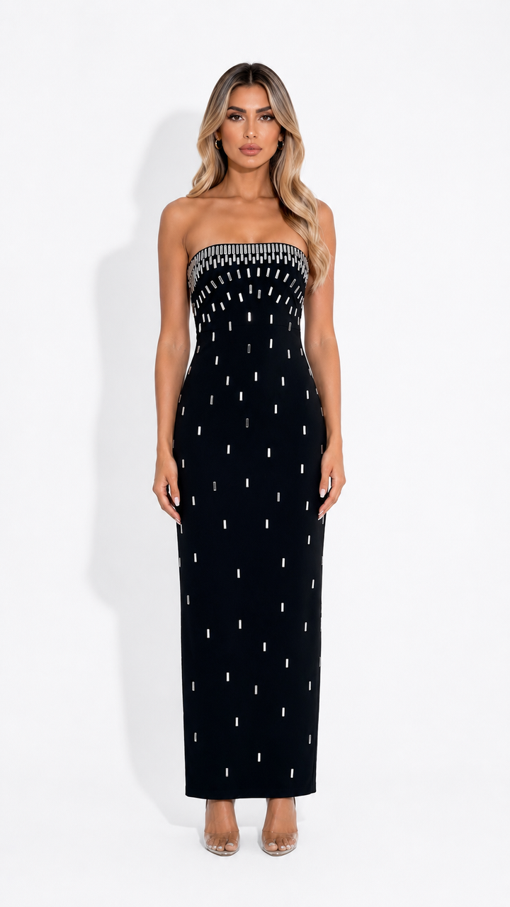 Midnight Crystal Column Dress - Eclipse