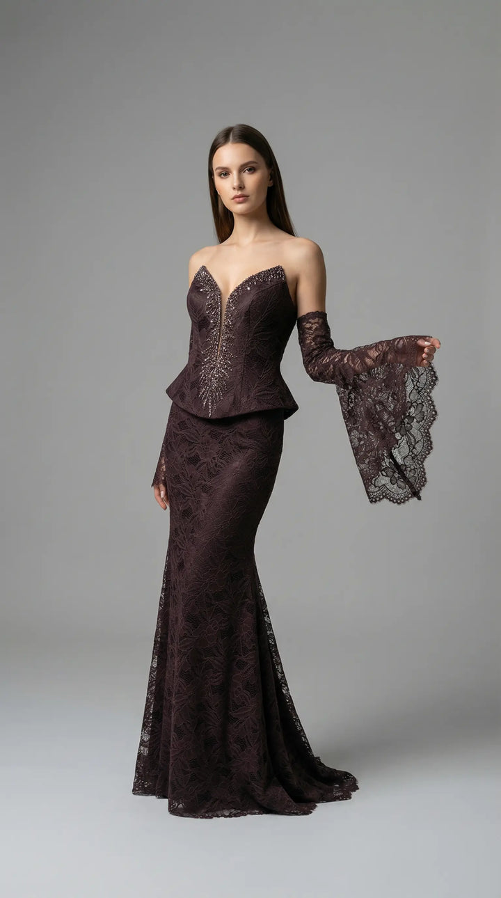 Mermaid-style evening dress with a corset-embellished bodice 2471 - SILSA
