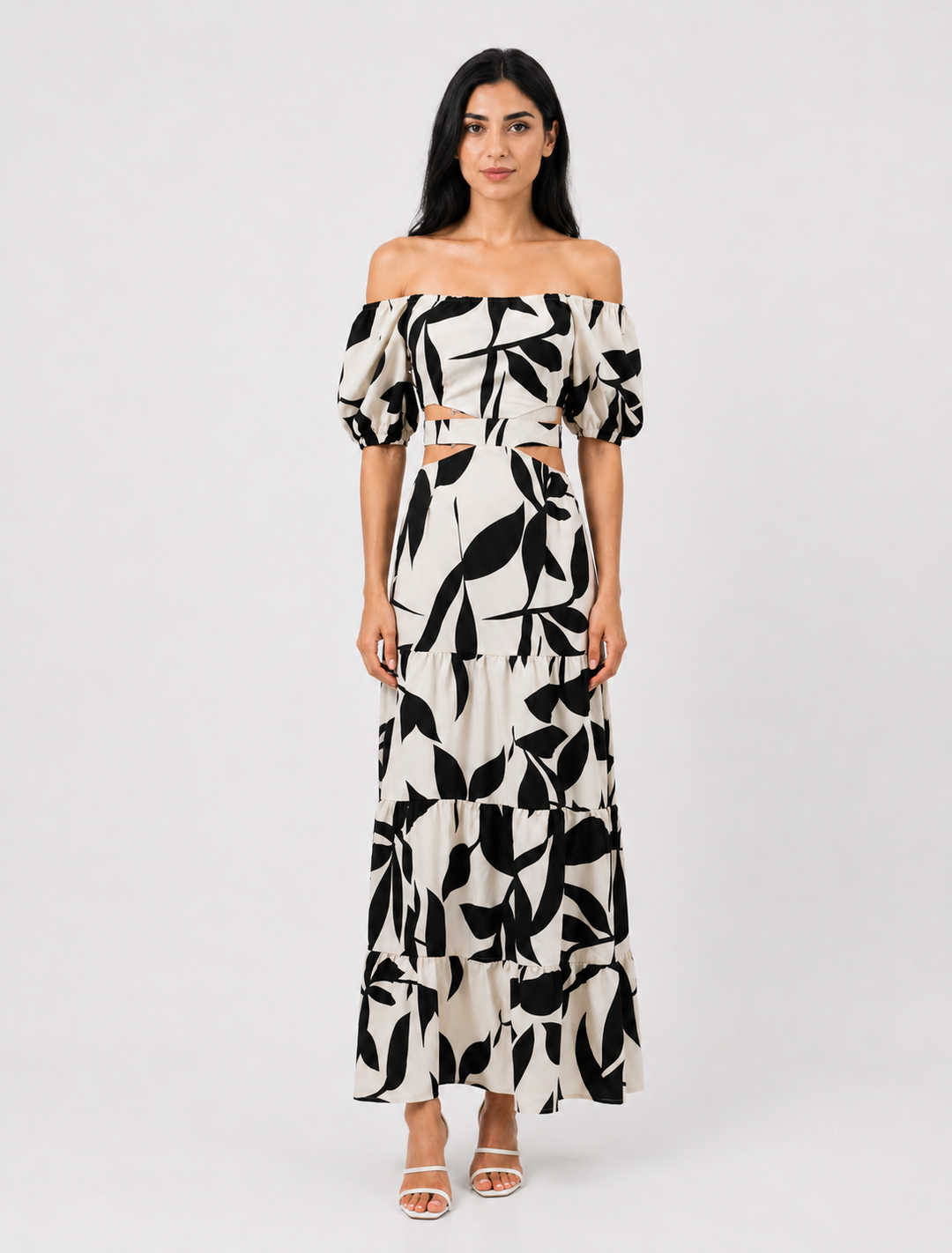 Off-Shoulder Printed Maxi Dress - Riviera