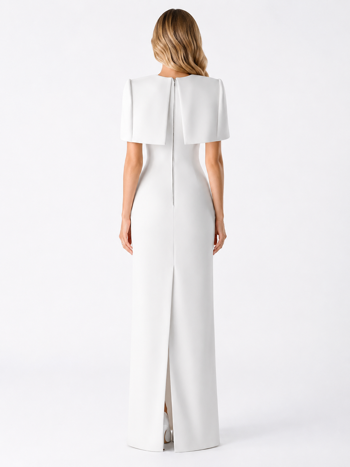 Sculpted Cape Gown – Ivory