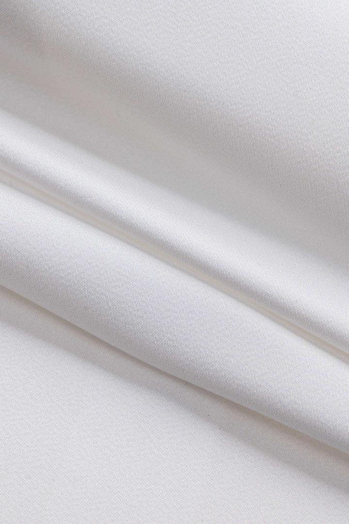 Satin Button Tie Long-Sleeve Shirt With Tie