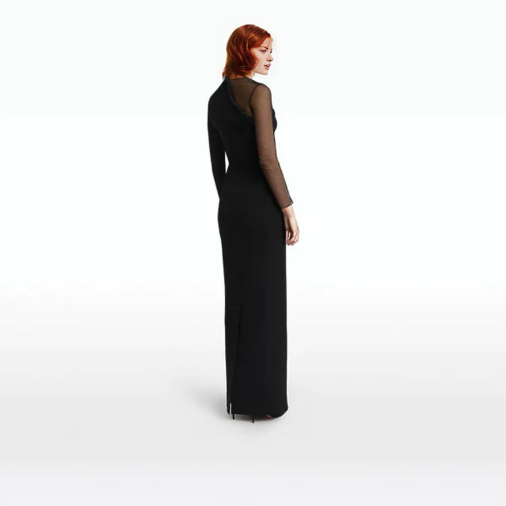 illusion neckline gown with bead trim – Roleta