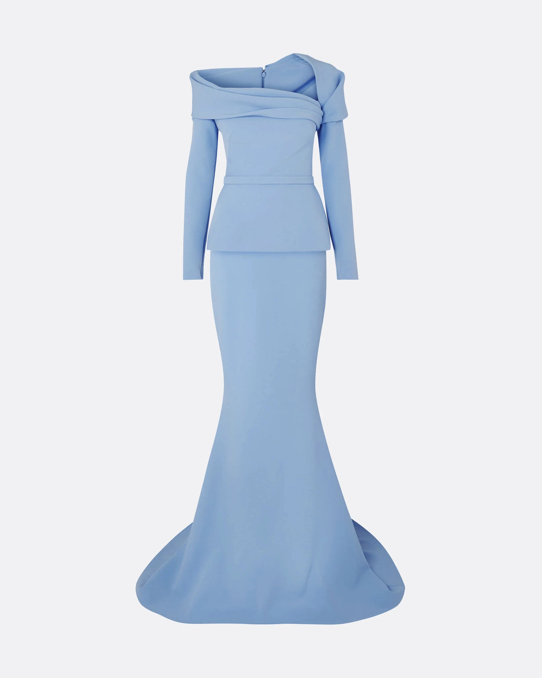 off-shoulder draped gown with peplum waist – SERENL-1