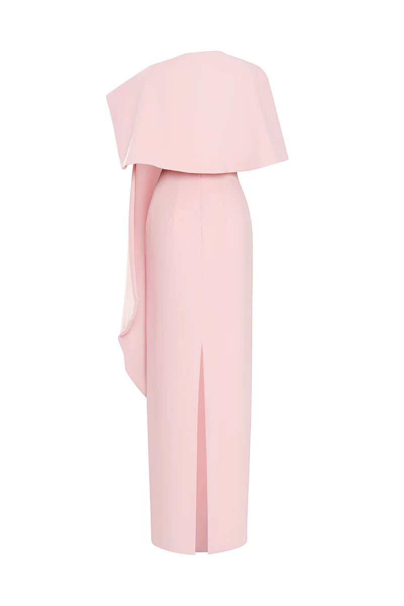 asymmetric cape gown with crystal brooch – CELINE