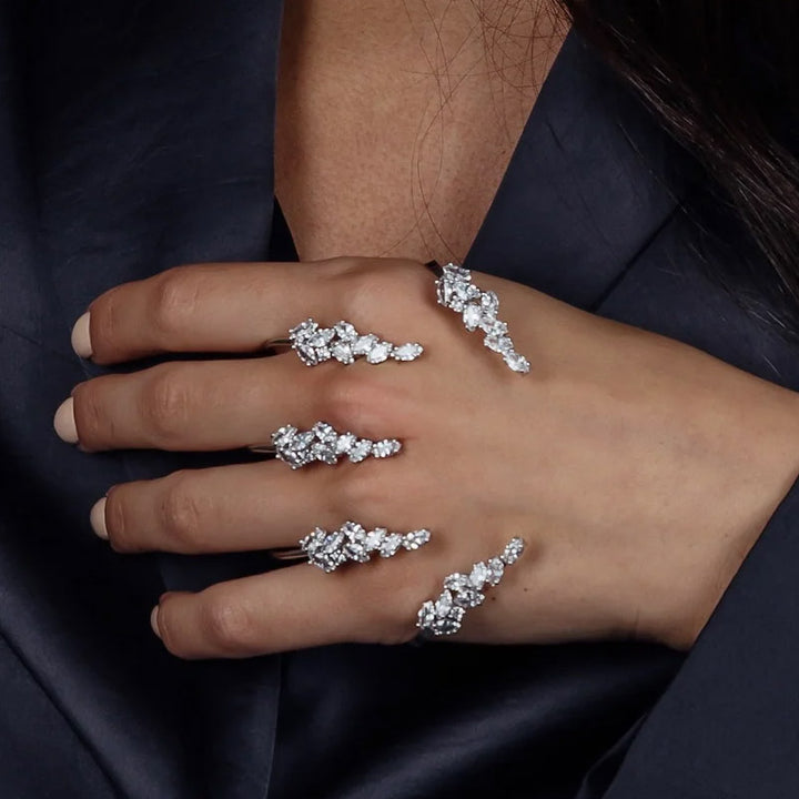 crystal cluster multi-finger ring – Acham