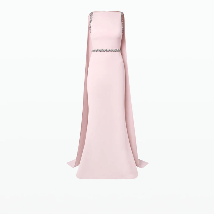 Sleeveless beaded dress with split cape - SOMAYAI