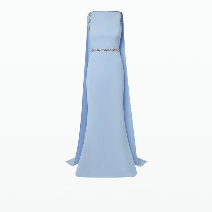 Sleeveless beaded dress with split cape - SOMAYAI