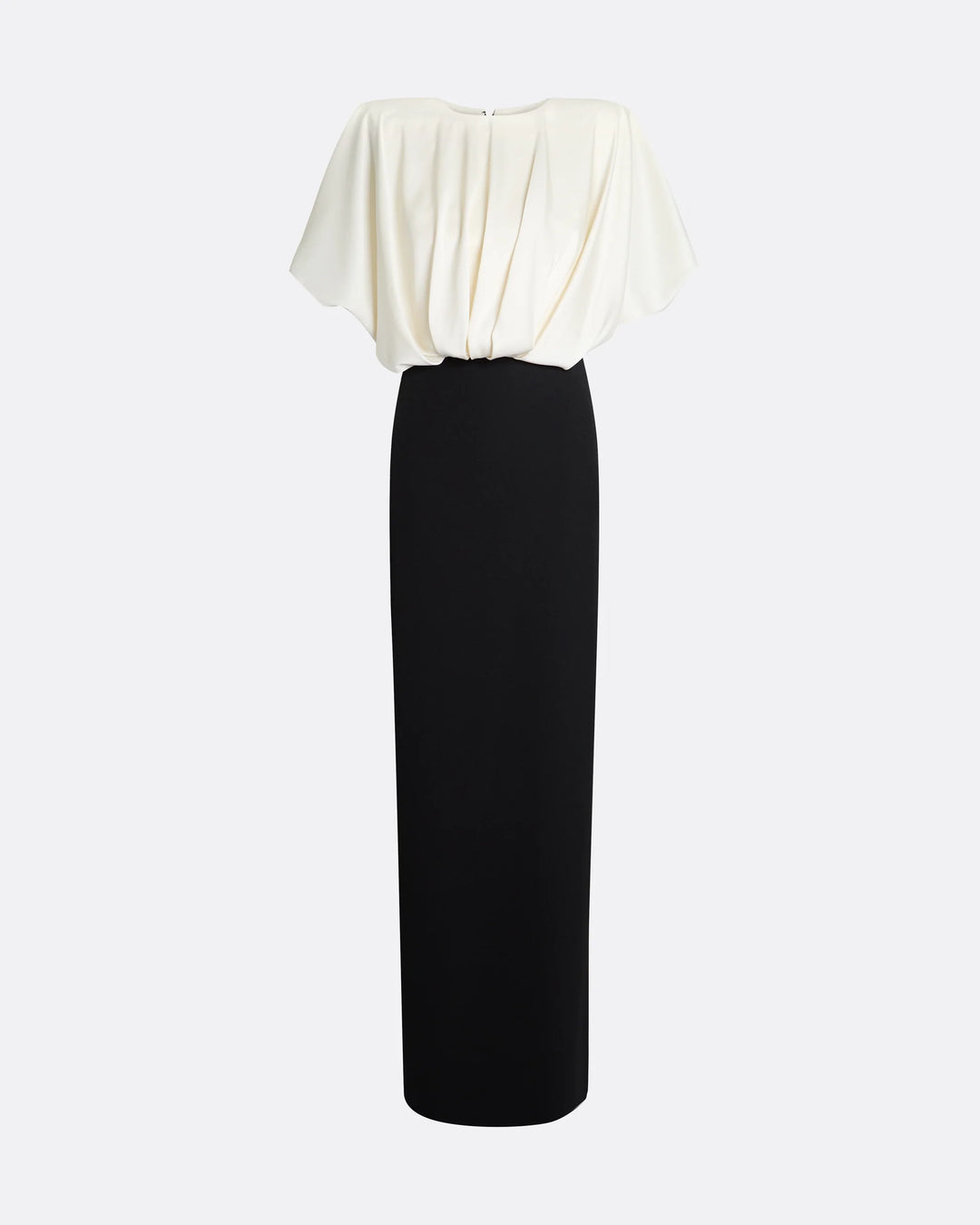 two-tone column gown with pleated blouson top – OPHELIA