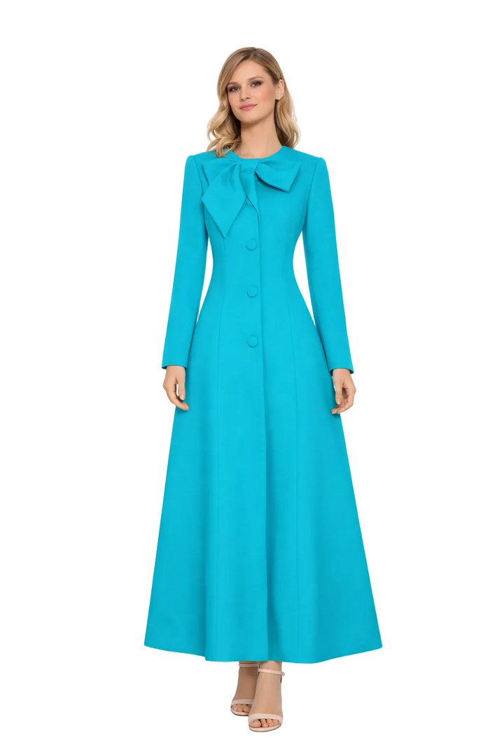 bow detail midi coat dress with front buttons – SCARLETA