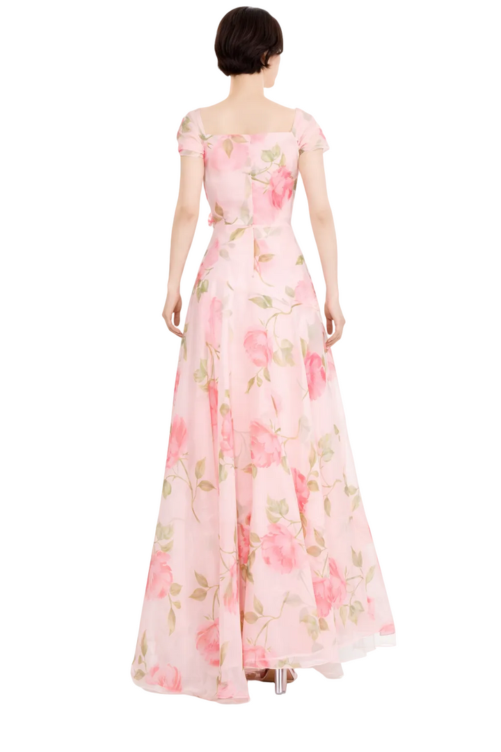 floral tulle maxi dress with sculpted rose detail – ROSL