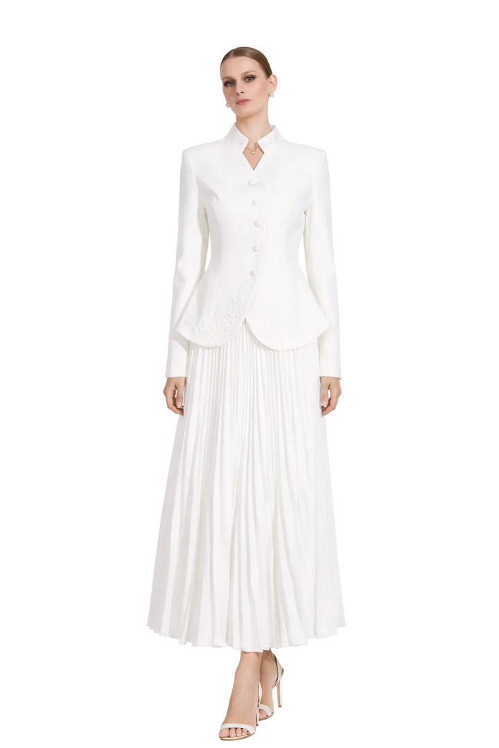 tailored jacket with pleated maxi skirt – GRACE
