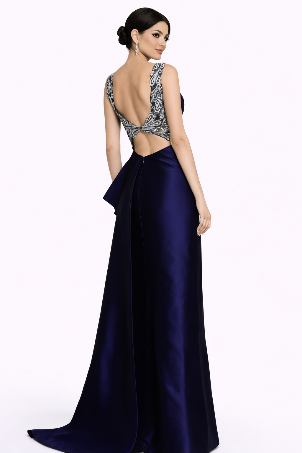 sleeveless sweetheart draped gown with embellished straps and side slit – ALLURE