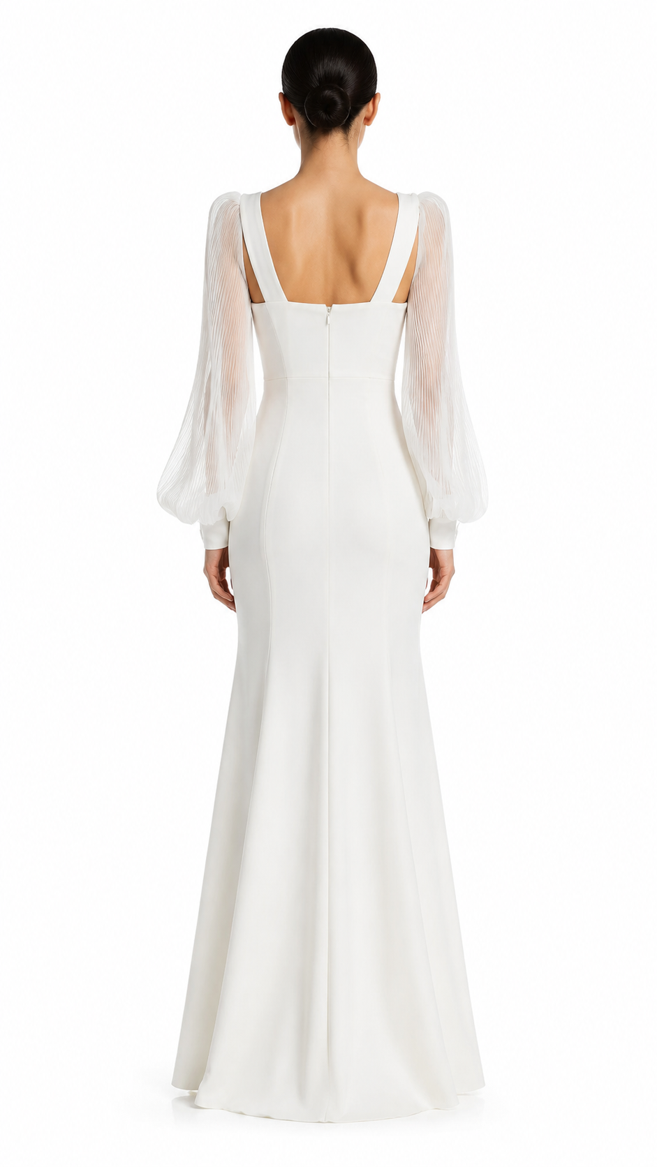 White Sheer Sleeve Mermaid Maxi Dress – ALVÉRA