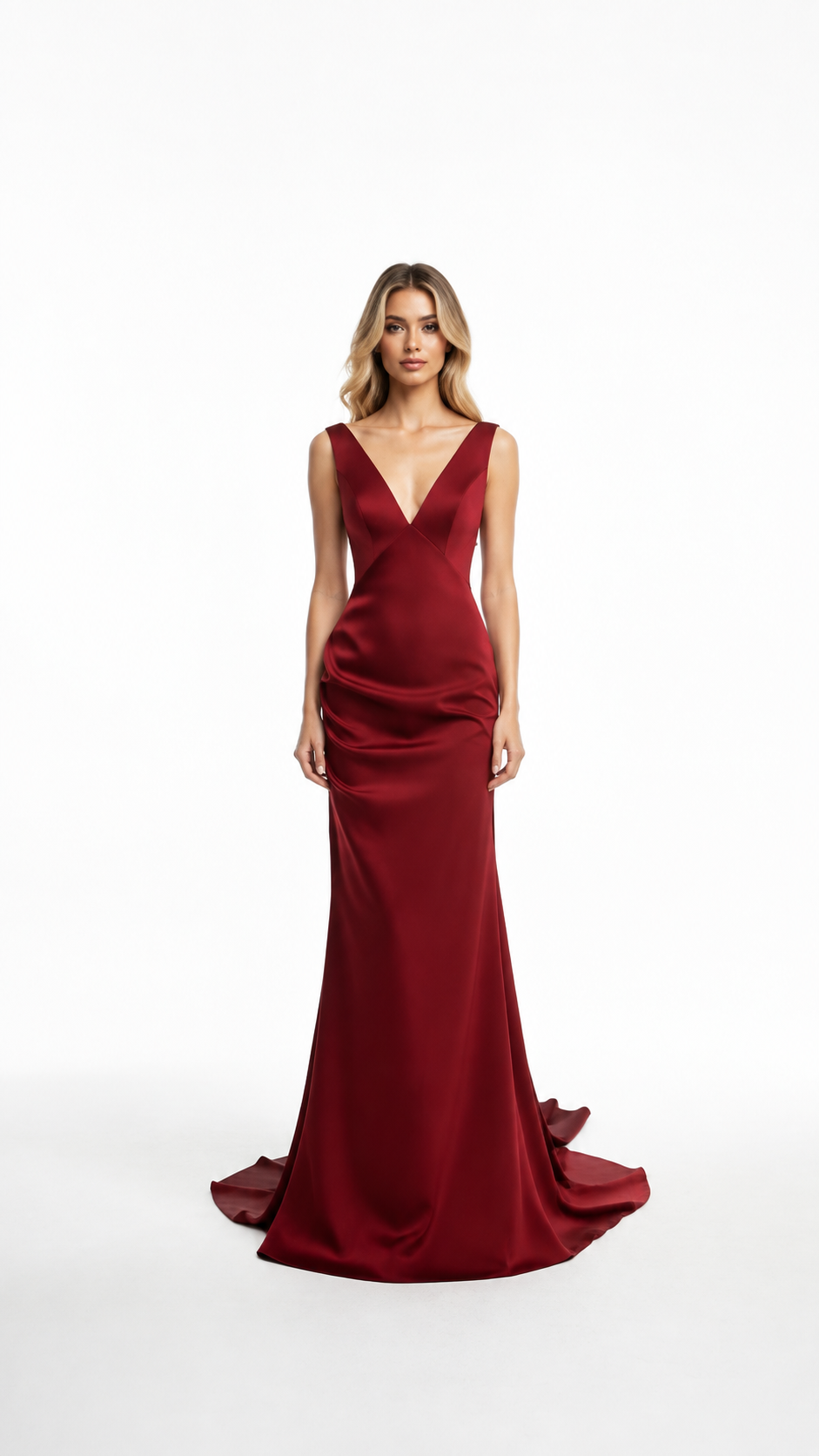 Black V-Neck Satin Maxi Dress – SELVÉRA