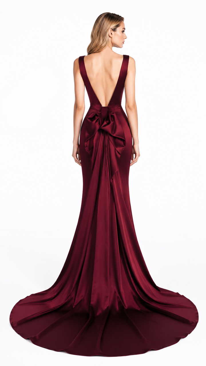Black V-Neck Satin Maxi Dress – SELVÉRA
