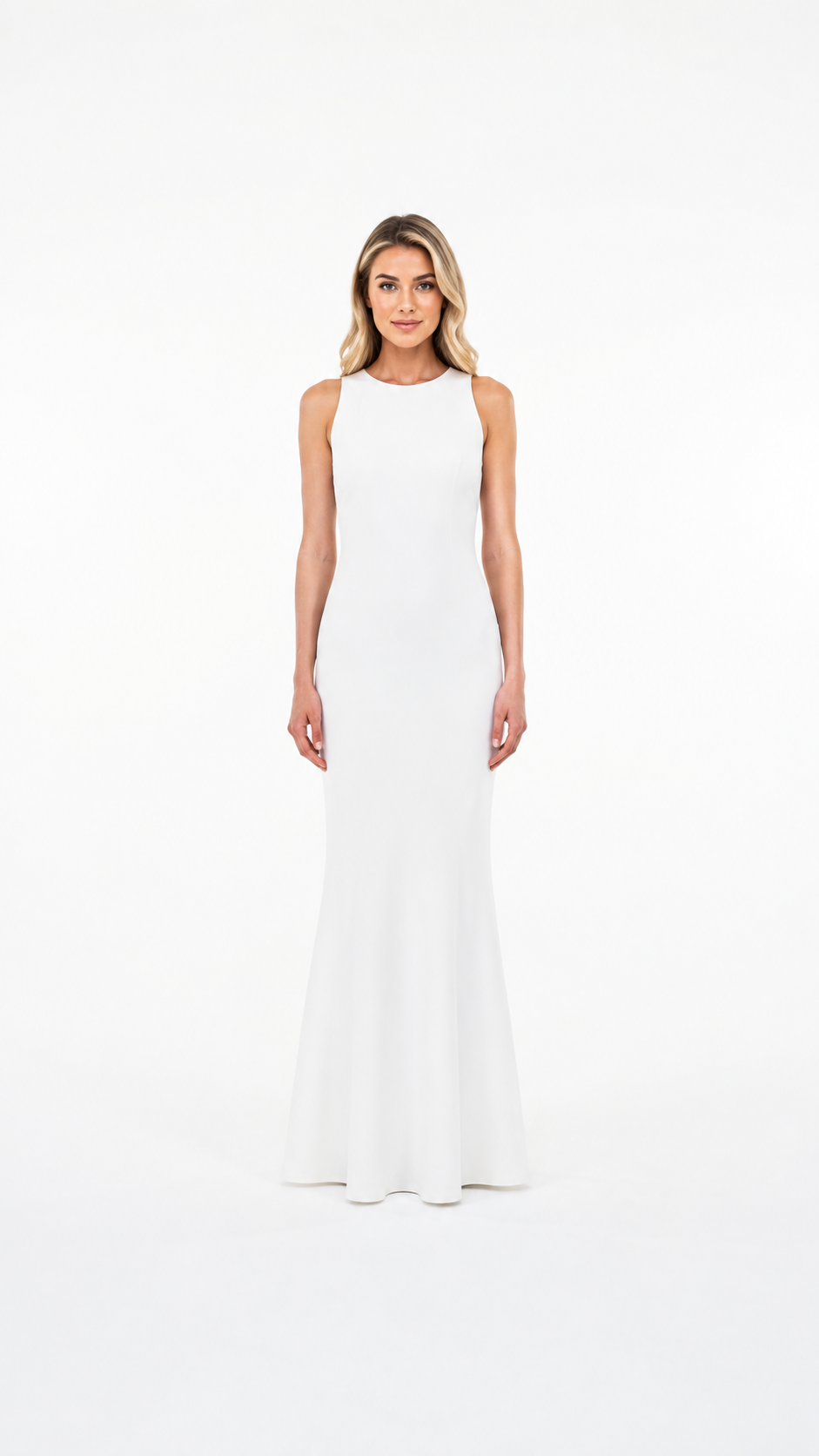 White Sleeveless Mermaid Maxi Dress – ELIORA