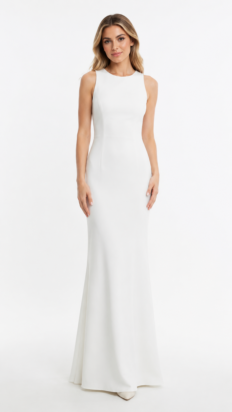 White Sleeveless Mermaid Maxi Dress – ELIORA