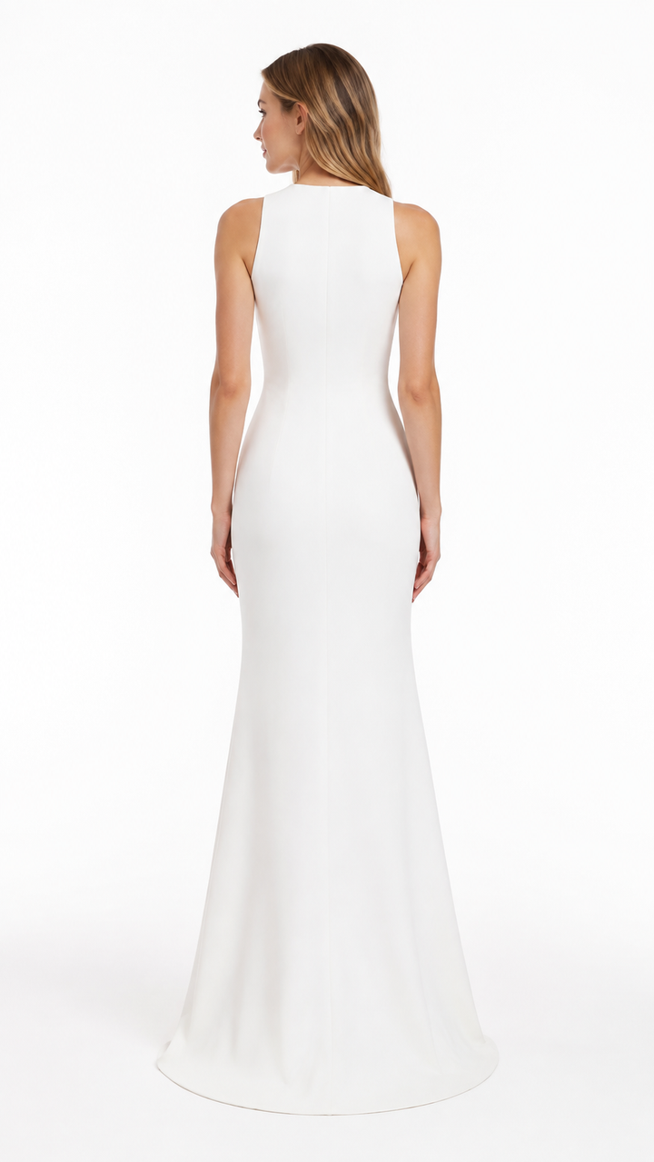 White Sleeveless Mermaid Maxi Dress – ELIORA