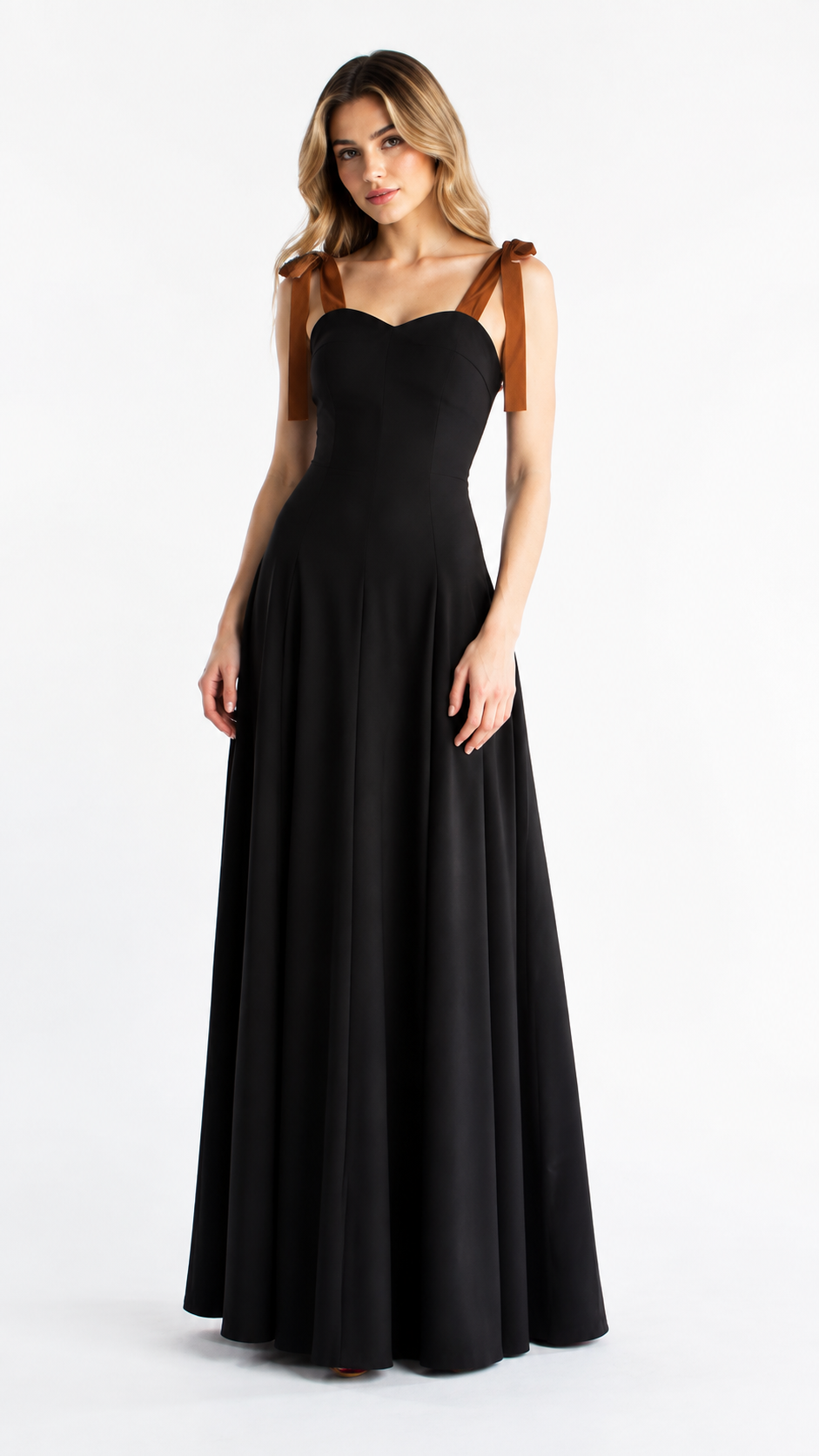 Black Bow Strap Maxi Dress – LUNARA