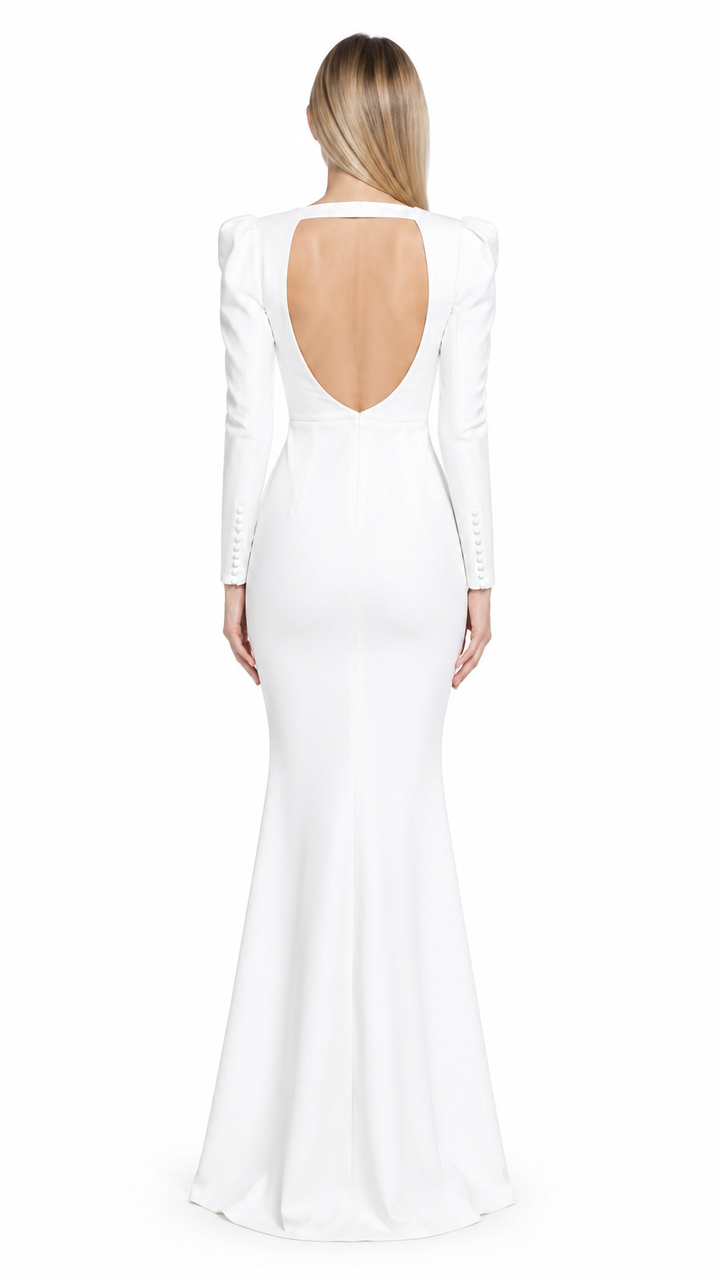 White Long Sleeve Mermaid Maxi Dress – ELVORIA